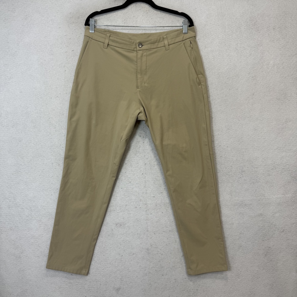 Lululemon Pants Mens 32x29 Beige Chino Slim Tapered Microfiber Pockets Travel